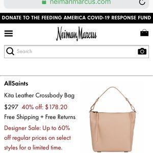 AllSaints NWT Kita Leather Crossbody Bag Pink